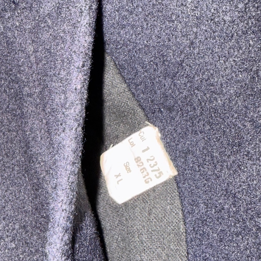 Burberry XL Navy Blue Wool Coat & Leather Collar Overcoat Vintage - Picture 13 of 13
